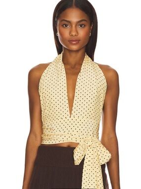 With Jean- Rendezvous Top in Yellow Polka Dot
